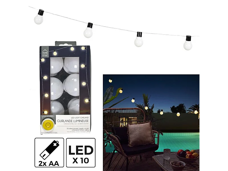 Guirlande Lumineuse Led "Boules" 180cm Blanc