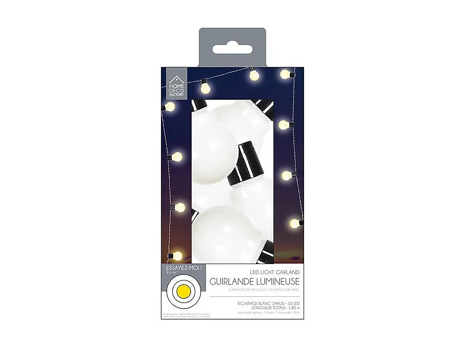 Guirlande Lumineuse Led "Boules" 180cm Blanc