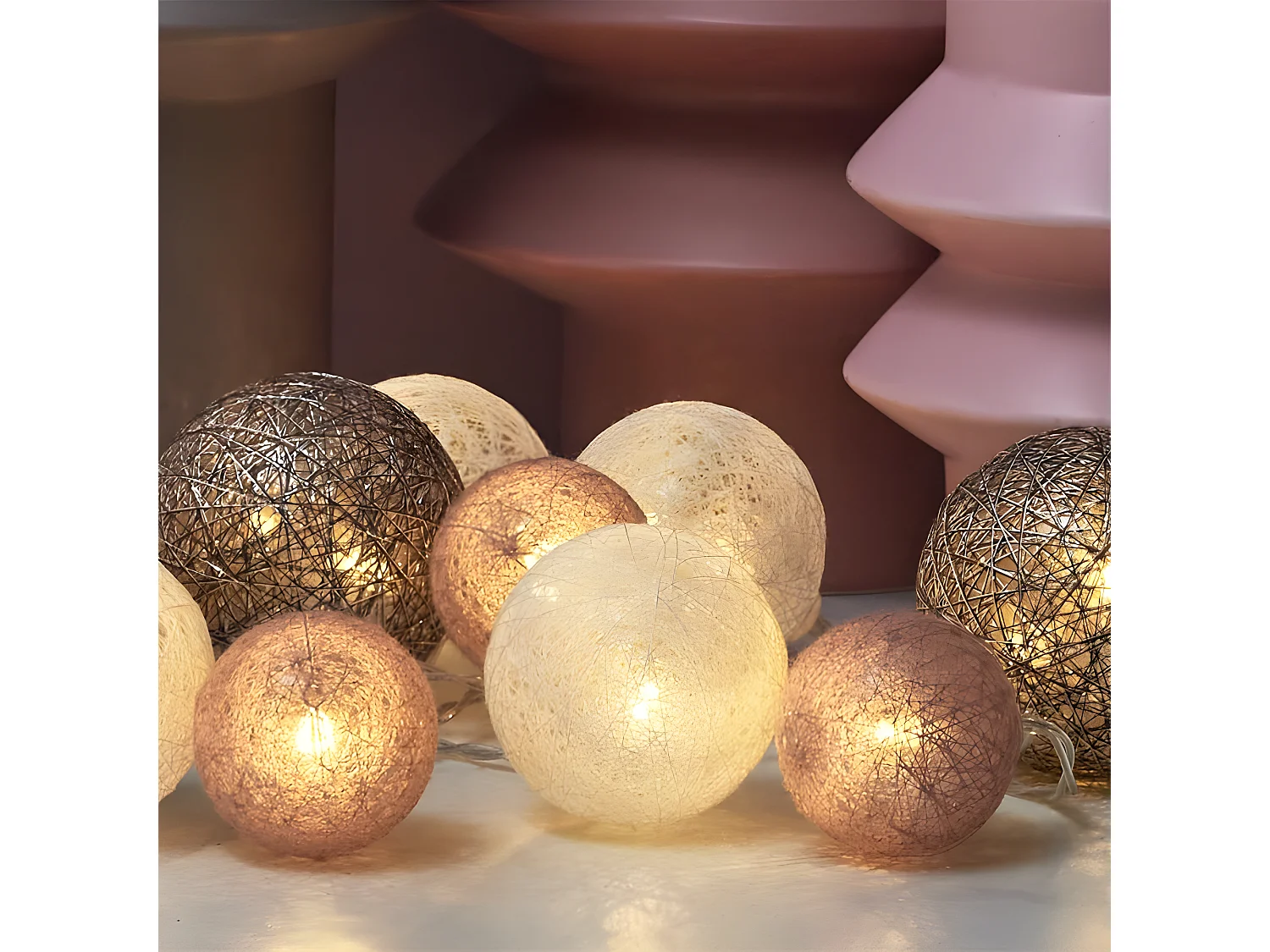 Guirlande Lumineuse Led "Boule" 360cm Rose