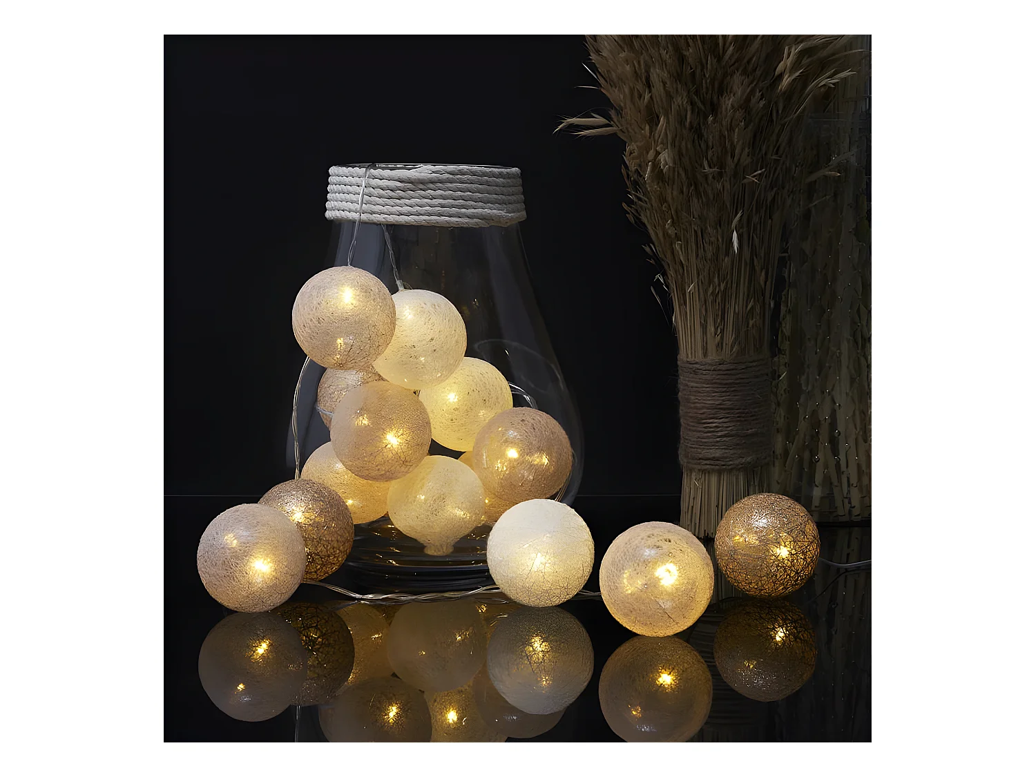 Guirlande Lumineuse Led "Boule" 360cm Blanc & Nude