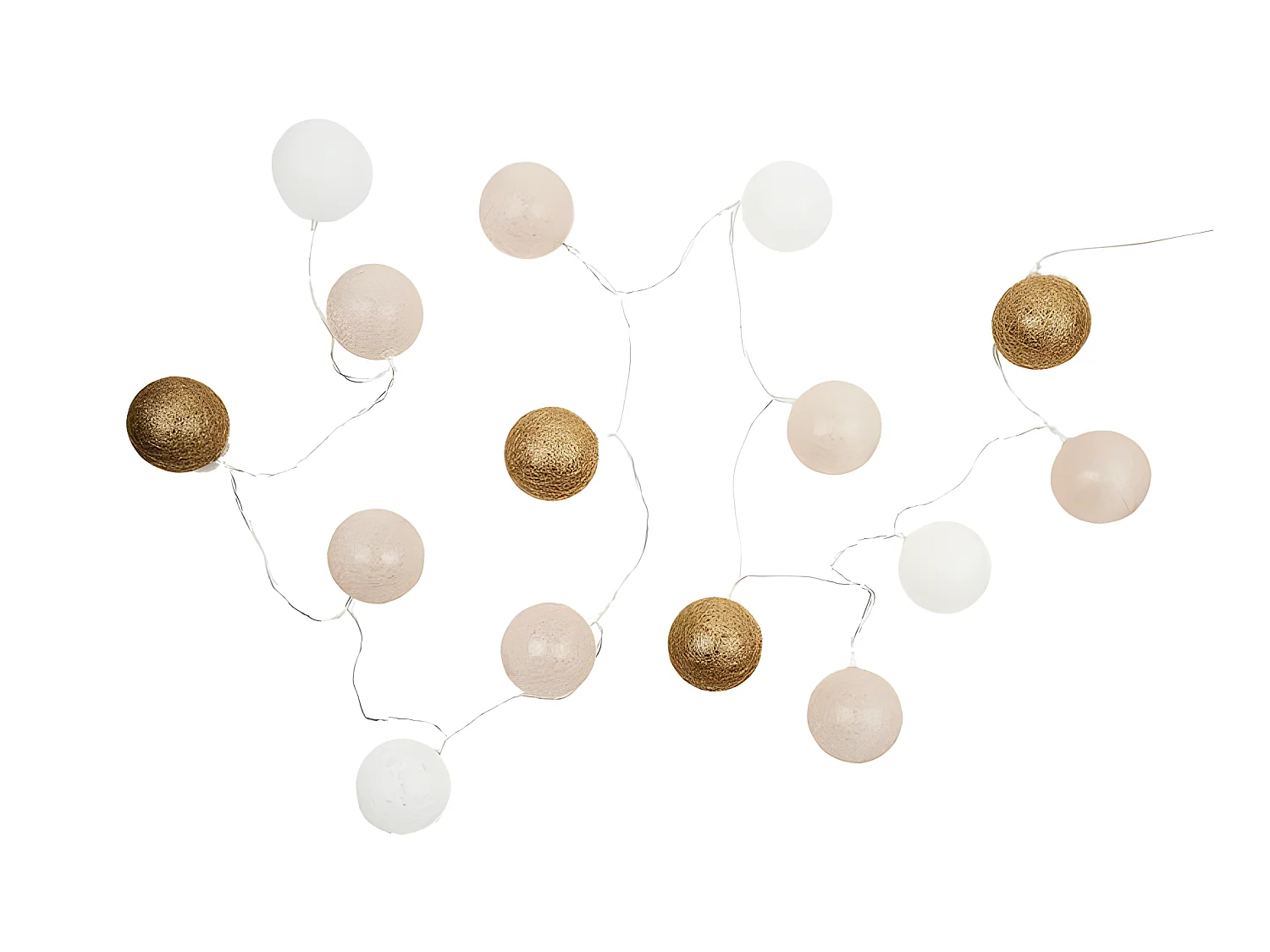 Guirlande Boule Usb 15 Led Dore Blanc Nude