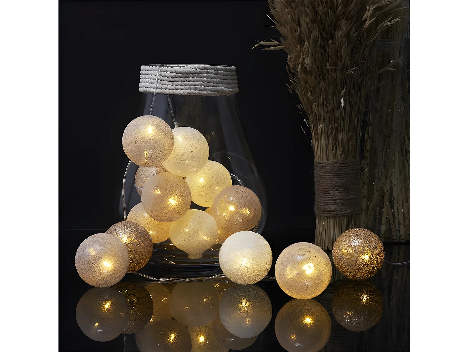 Guirlande Lumineuse Led "Boule" 360cm Blanc & Nude