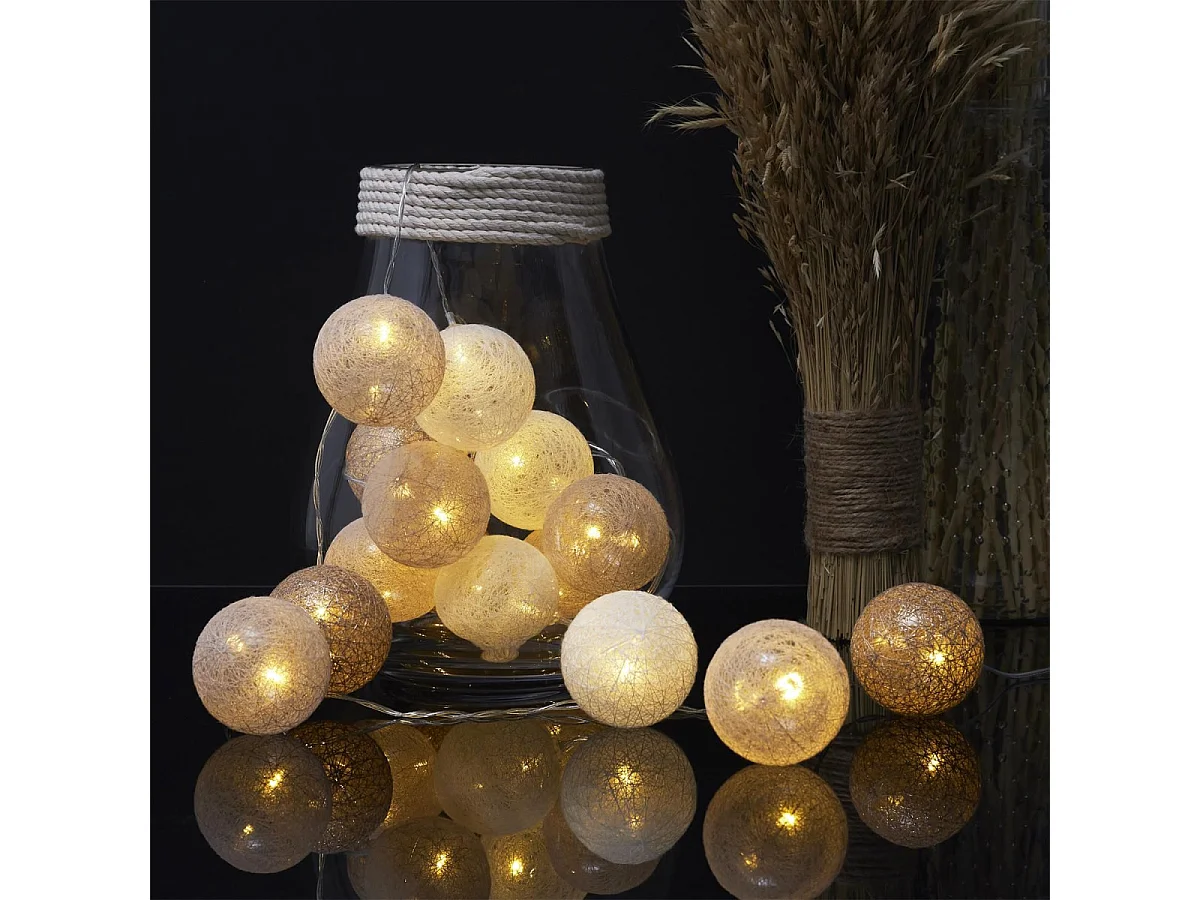 Guirlande Lumineuse Led "Boule" 360cm Blanc & Nude