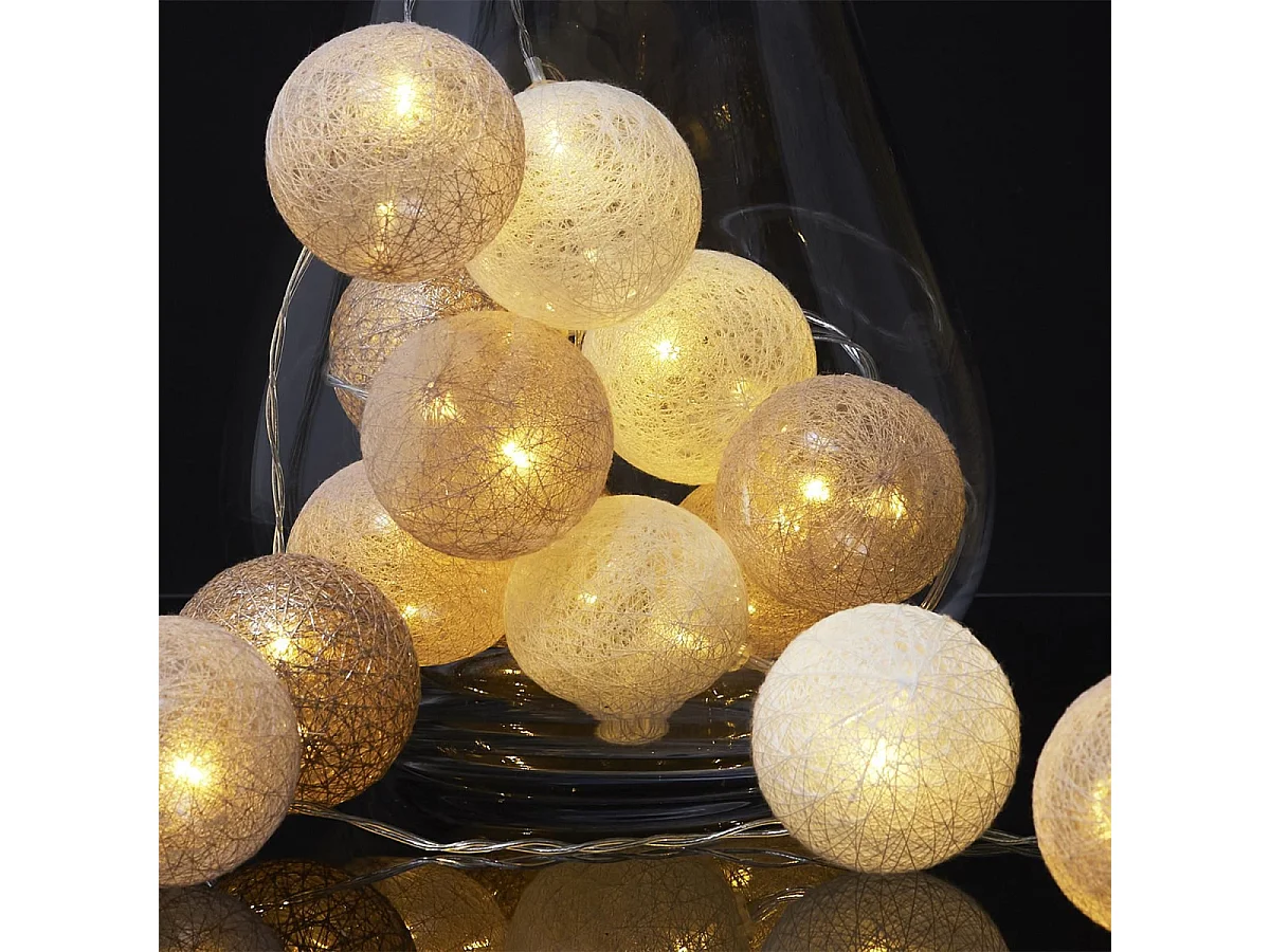 Guirlande Lumineuse Led "Boule" 360cm Blanc & Nude