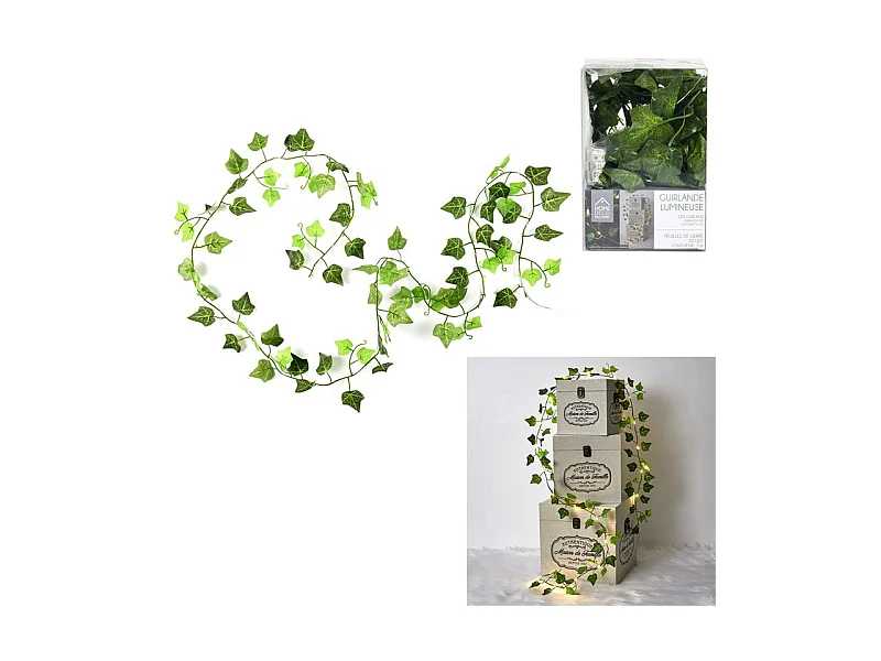 Guirlande Feuille 20 Led 2m Vert