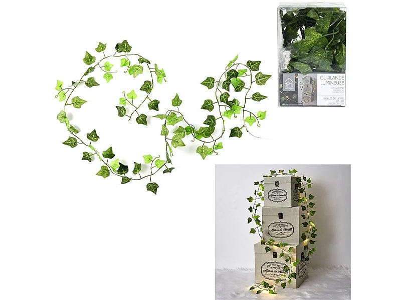 Guirlande Feuille 20 Led 2m Vert