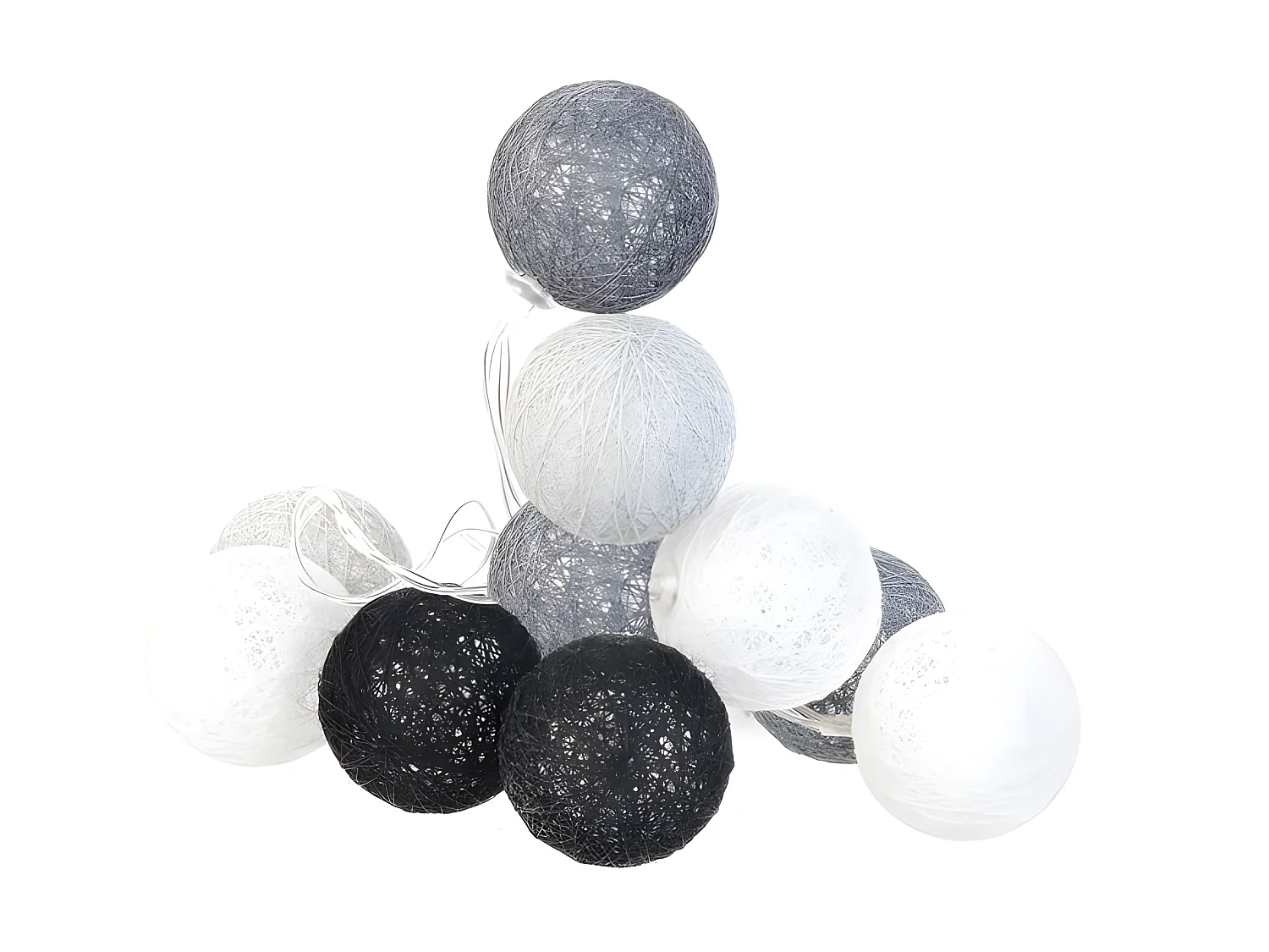 Guirlande Boule 10 Led Gris Noir Blanc 4x192cm 8 8