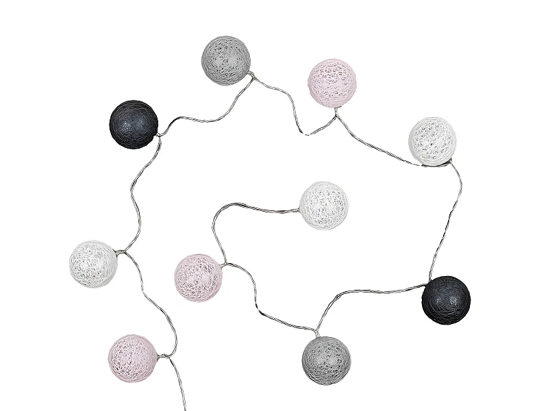 Guirlande Lumineuse à Led "10 Boules" 175cm Gris Rose