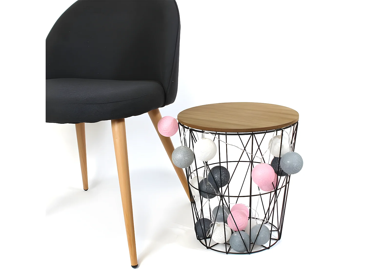 Guirlande Lumineuse à Led "10 Boules" 175cm Gris Rose