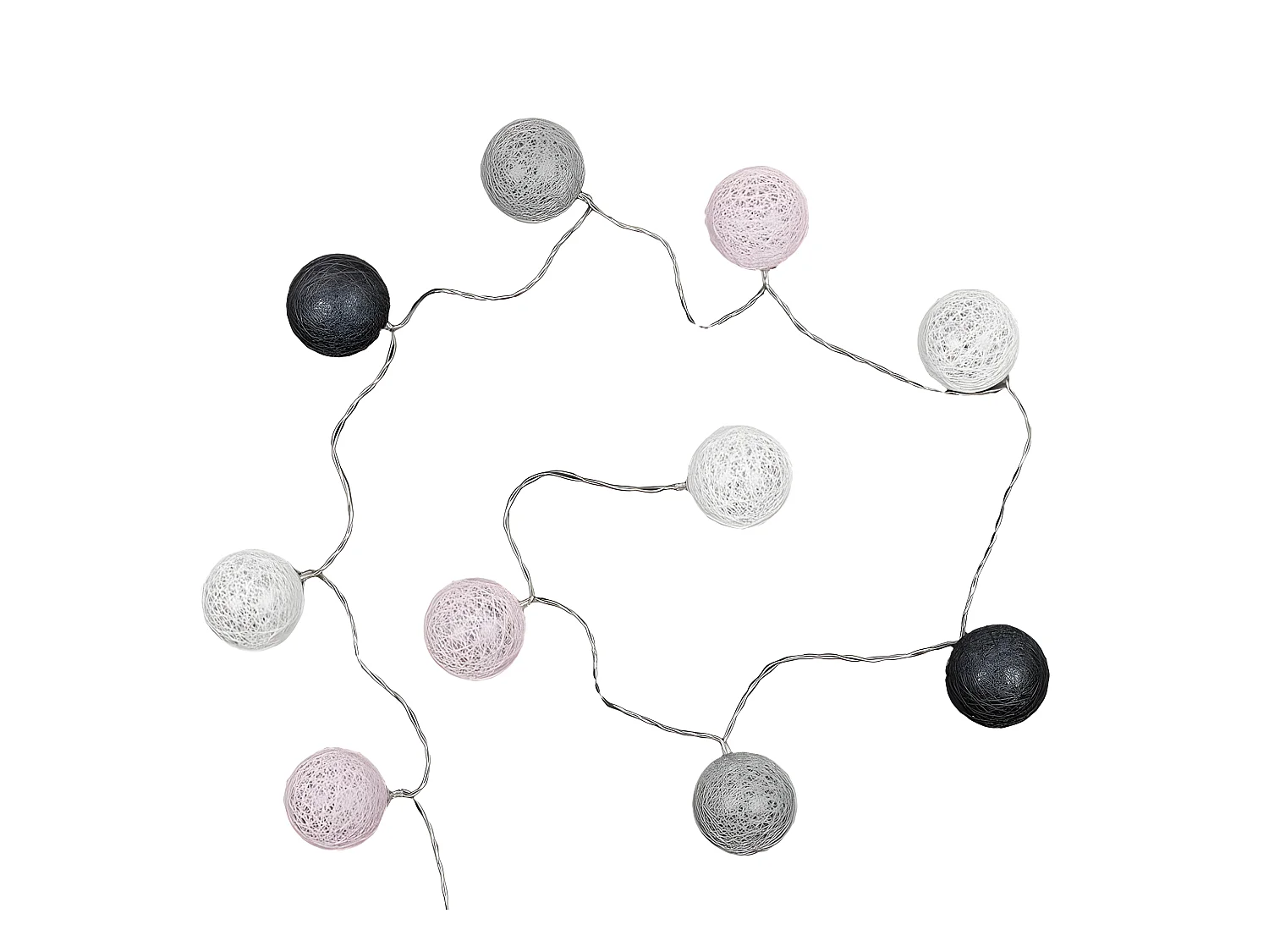 Guirlande Boule Gris Rose 10 Led D6cm 1m92
