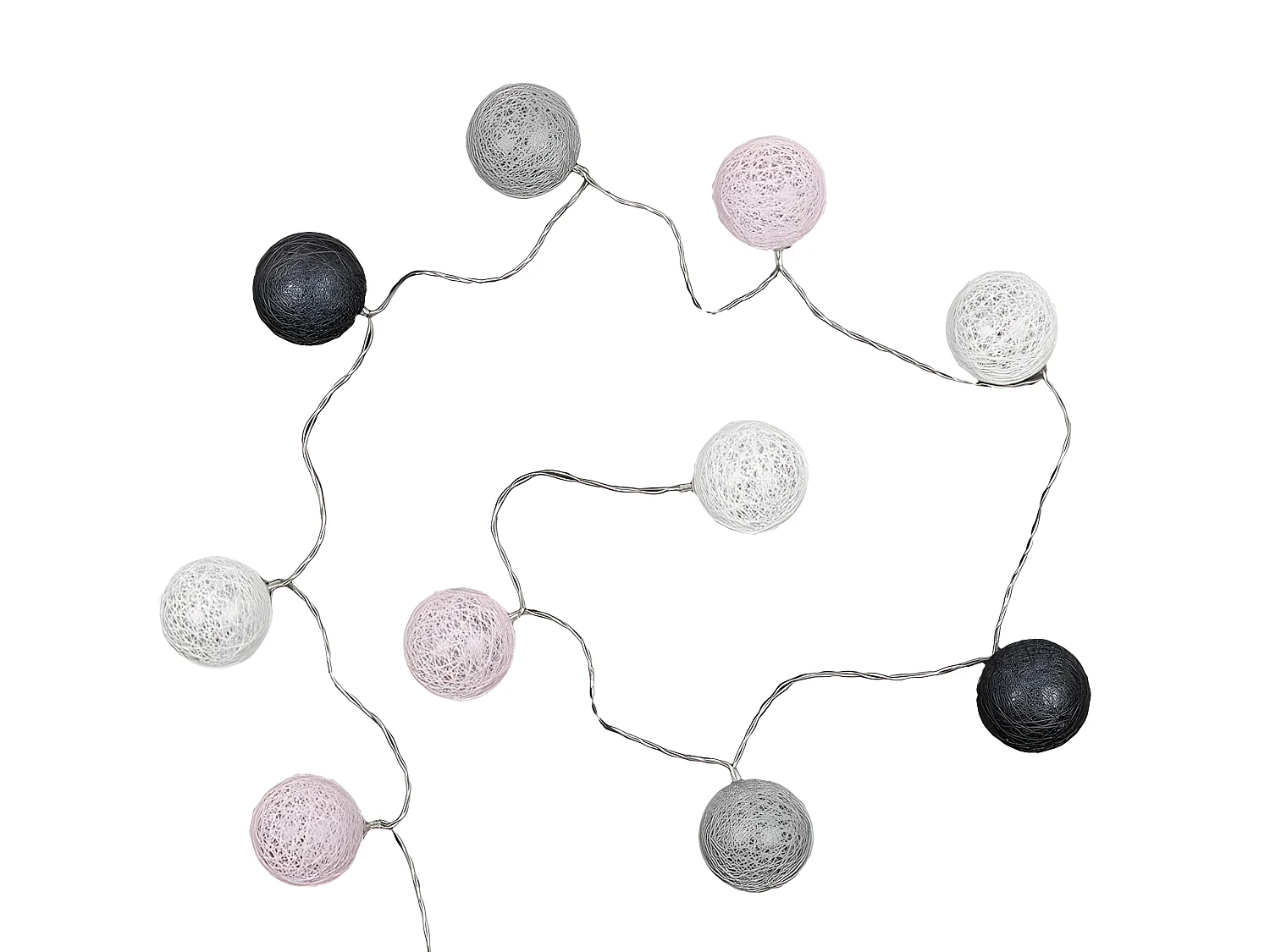 Guirlande Lumineuse à Led "10 Boules" 175cm Gris Rose