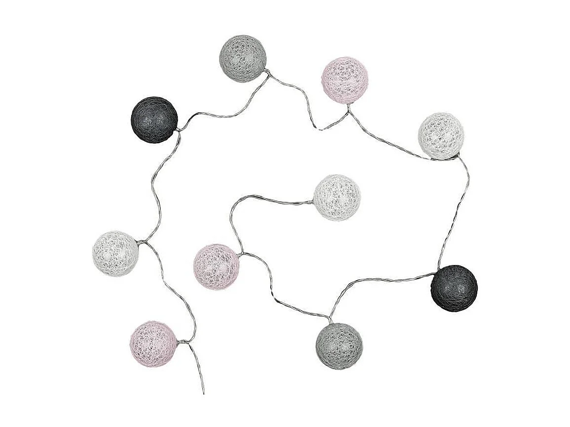 Guirlande Lumineuse à Led "10 Boules" 175cm Gris Rose
