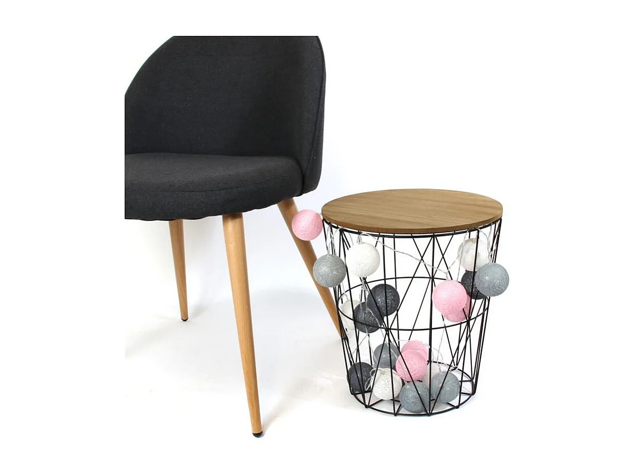 Guirlande Lumineuse à Led "10 Boules" 175cm Gris Rose