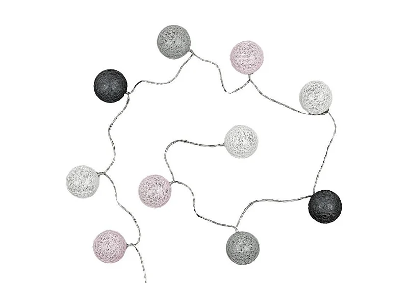 Guirlande Lumineuse à Led "10 Boules" 175cm Gris Rose