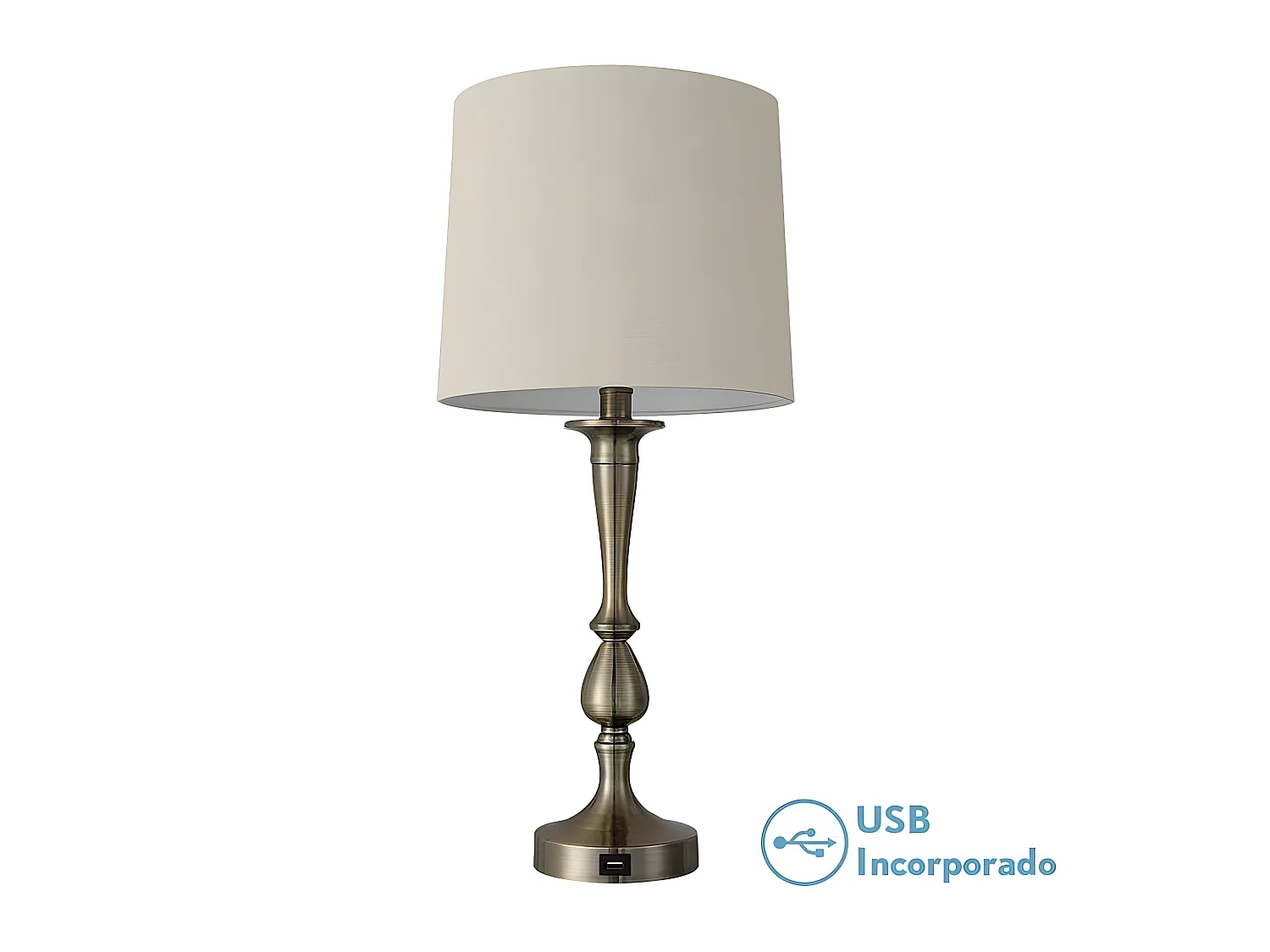 Desktop con porta USB modello KHALIFA in pelle con schermo FABRILAMP