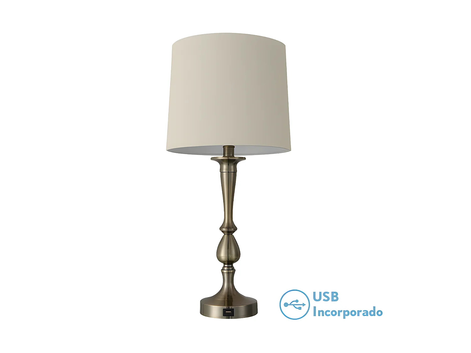 Sobremesa Con Puerto Usb Modelo Khalifa Cuero Con Pantalla