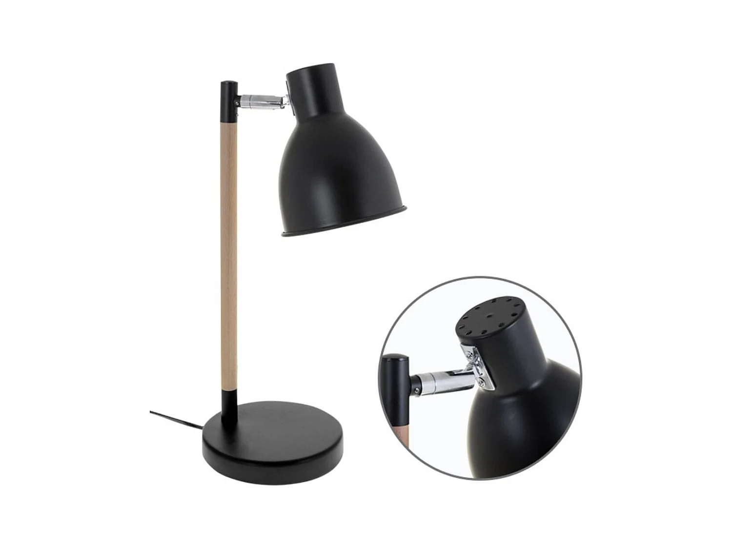 Flexo Con Detalle Madera Serie Delza Acabado Negro De