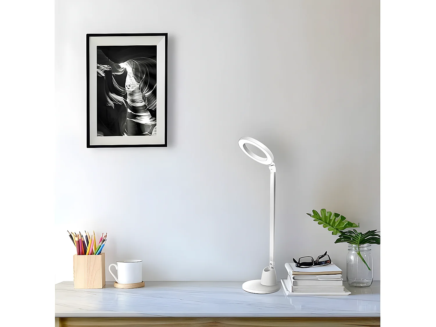 Flexo led dimable modèle CALCITA 8w 640lm Blanc / argent FABRILAMP