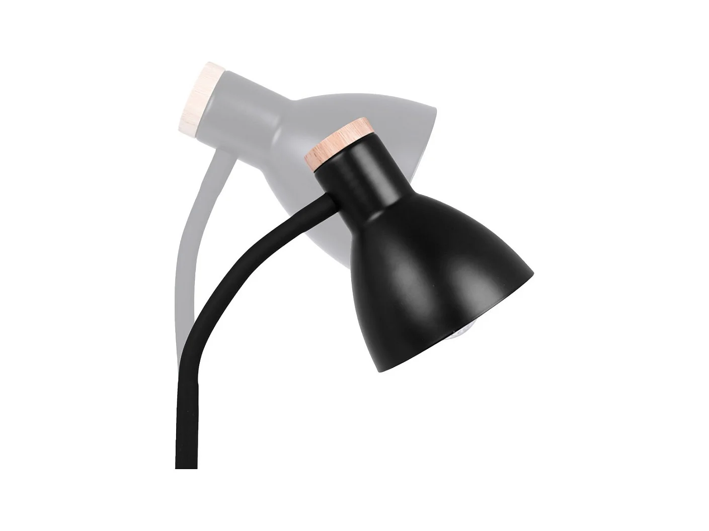 Flexo Orientable Acabado Negro Con Base De Madera Argos De