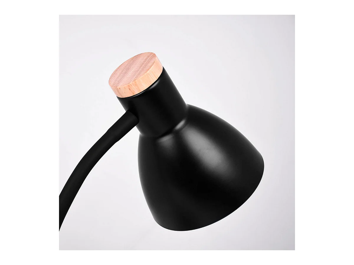 Flexo Orientable Acabado Negro Con Base De Madera Argos De