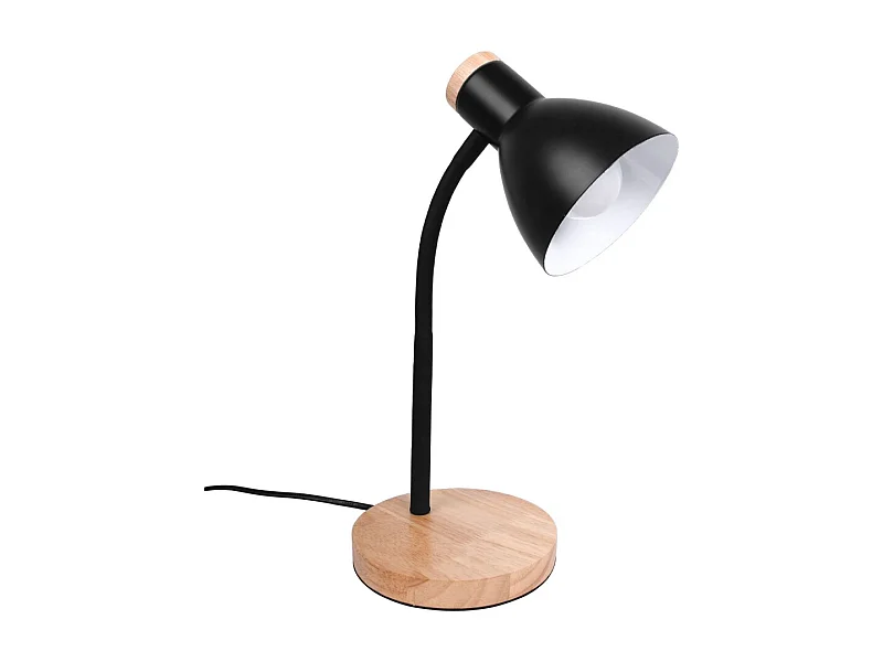 Flexo Orientable Acabado Negro Con Base De Madera Argos De