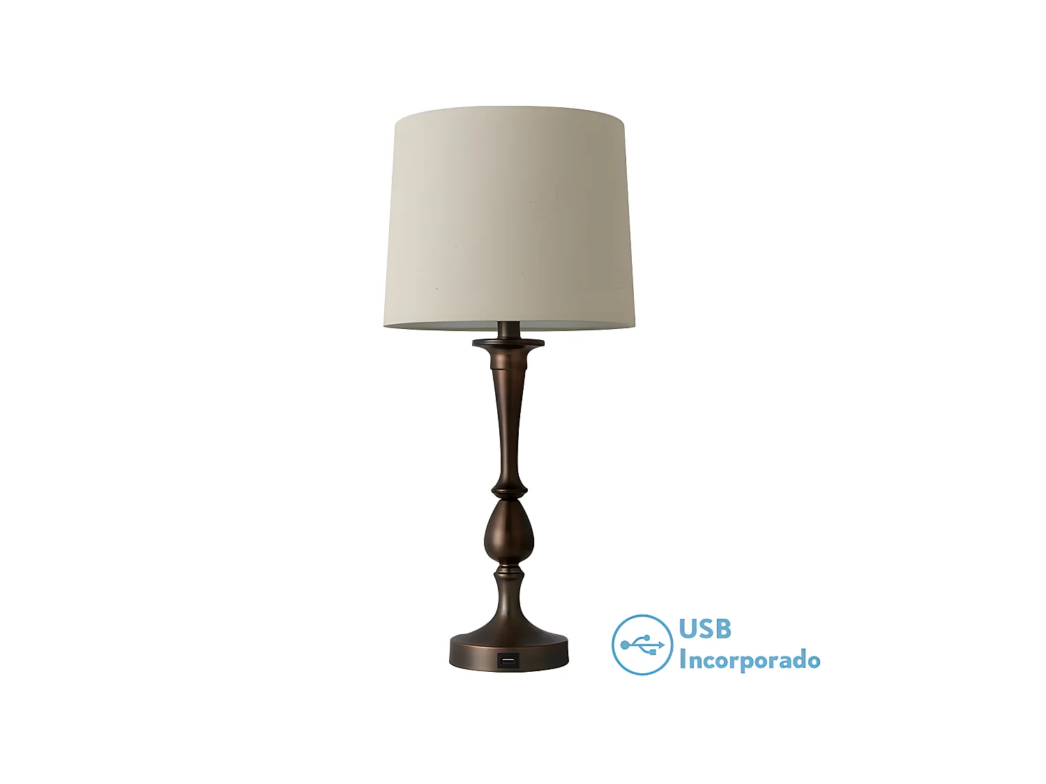 Bureau avec port USB modèle KHALIFA marron avec écran FABRILAMP