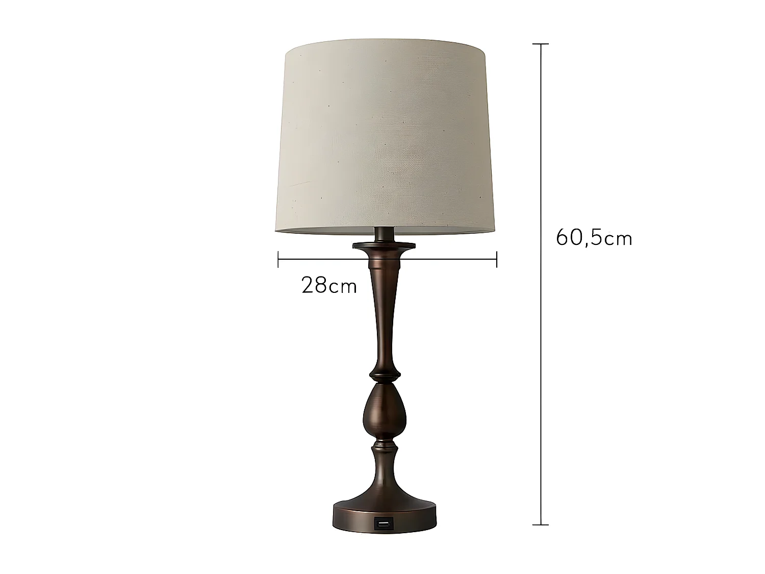 Bureau avec port USB modèle KHALIFA marron avec écran FABRILAMP