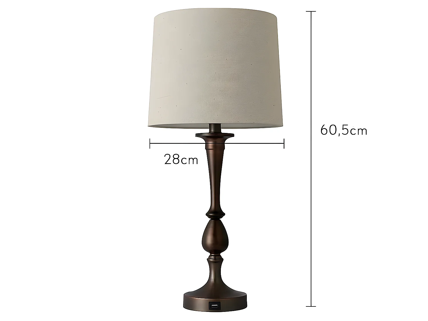 Bureau avec port USB modèle KHALIFA marron avec écran FABRILAMP