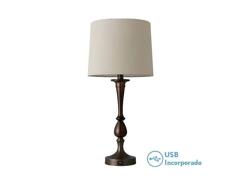 Bureau avec port USB modèle KHALIFA marron avec écran FABRILAMP