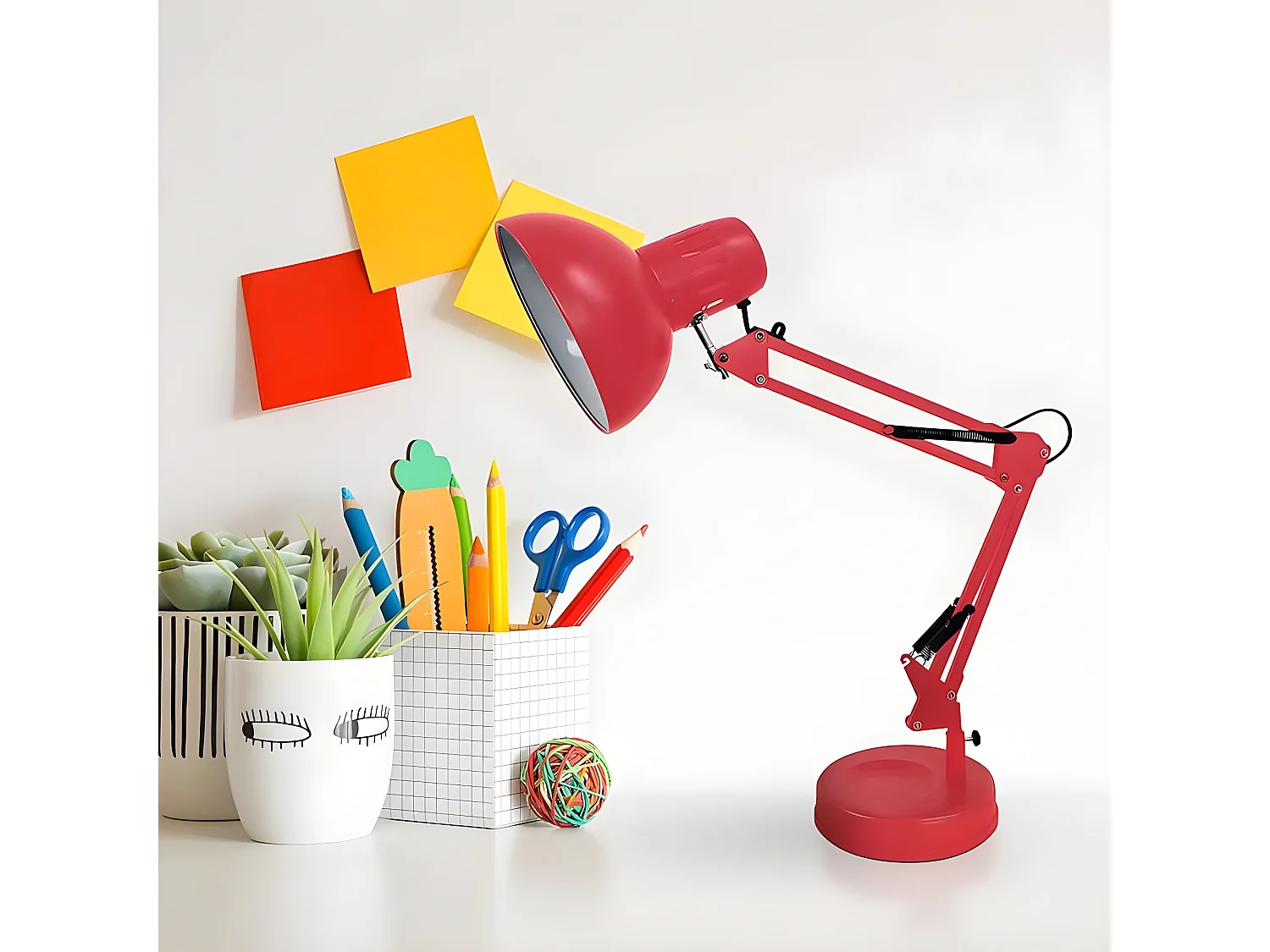 Table articulable flexo RUTILO Rouge 57x39x15 cm FABRILAMP