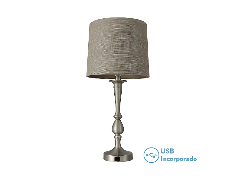 Lampe de bureau KHALIFA avec port USB NICKEL FABRILAMP