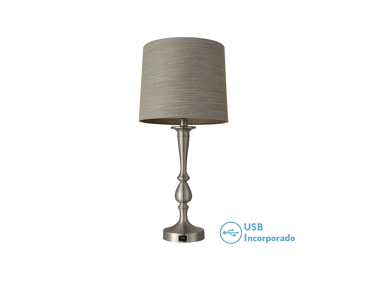 Lampe de bureau KHALIFA avec port USB NICKEL FABRILAMP