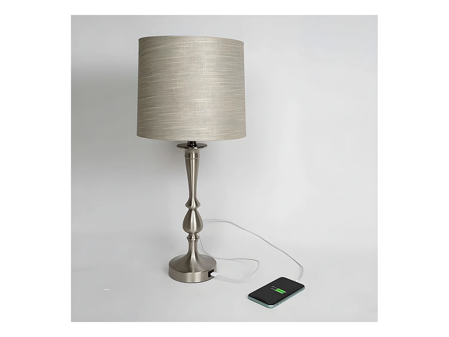 Lampe de bureau KHALIFA avec port USB NICKEL FABRILAMP