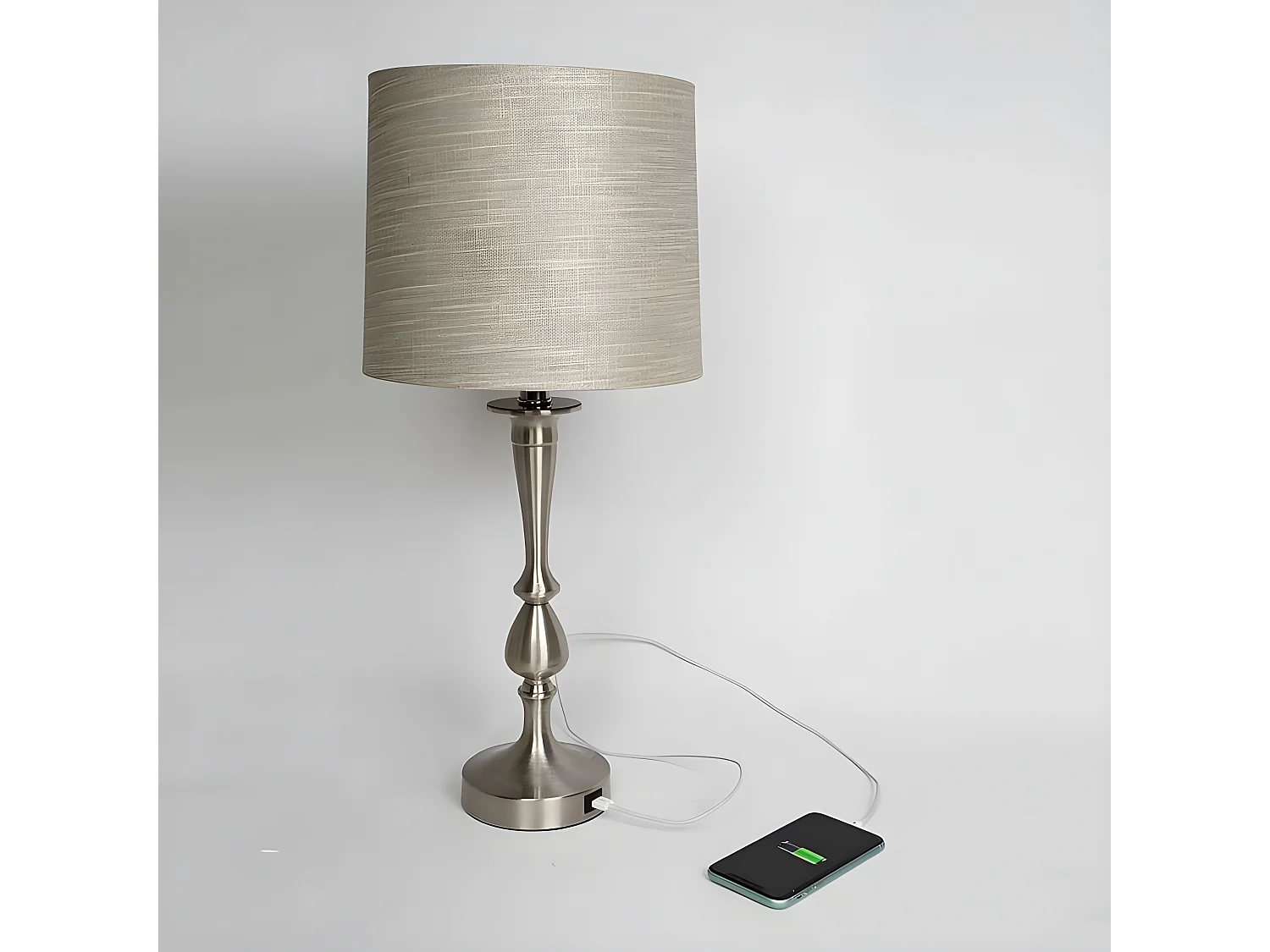 Lampe de bureau KHALIFA avec port USB NICKEL FABRILAMP