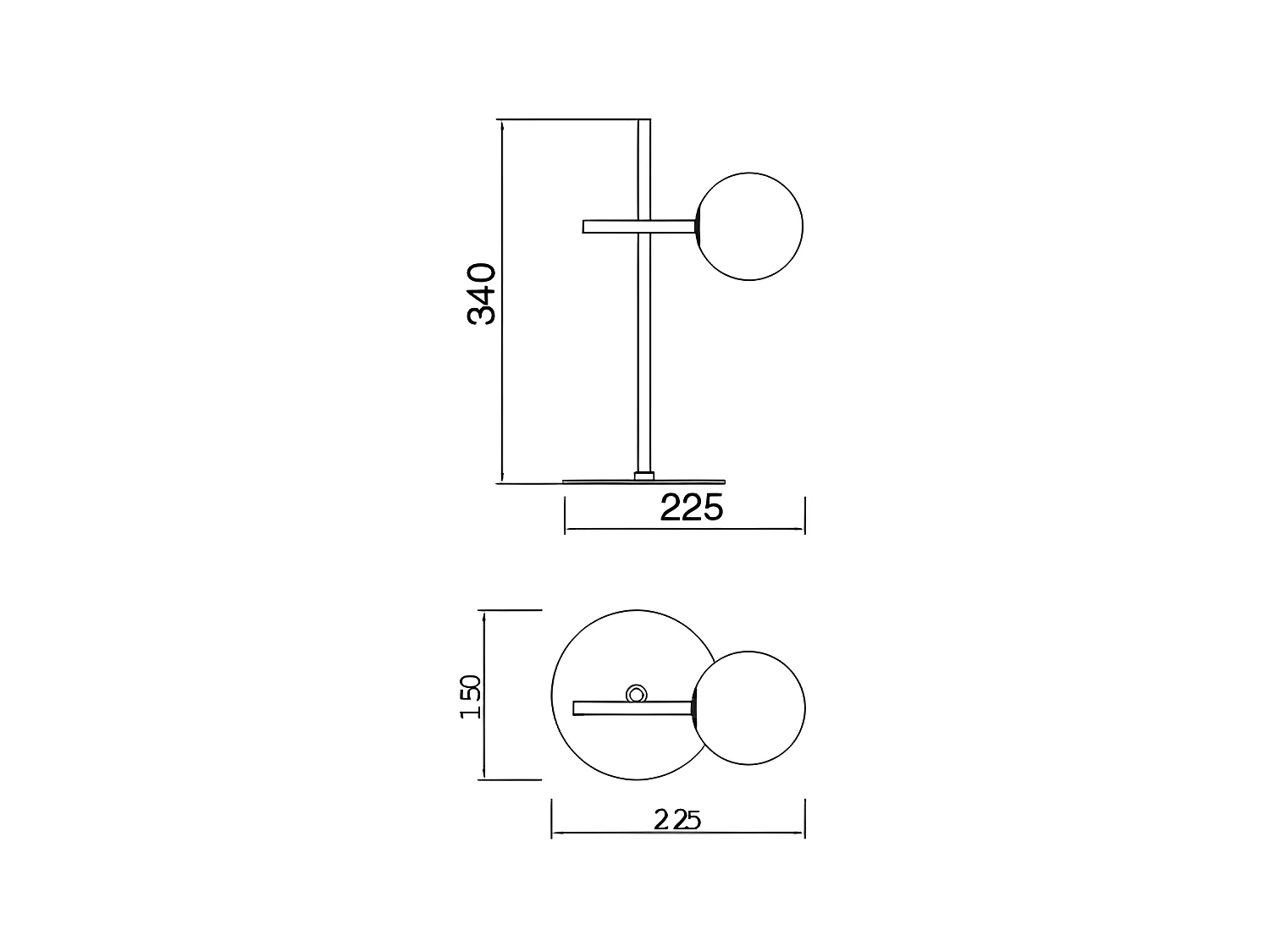 Modèle de paillasse 1 lumière CELLAR avec tulipes sphériques en verre MANTRA