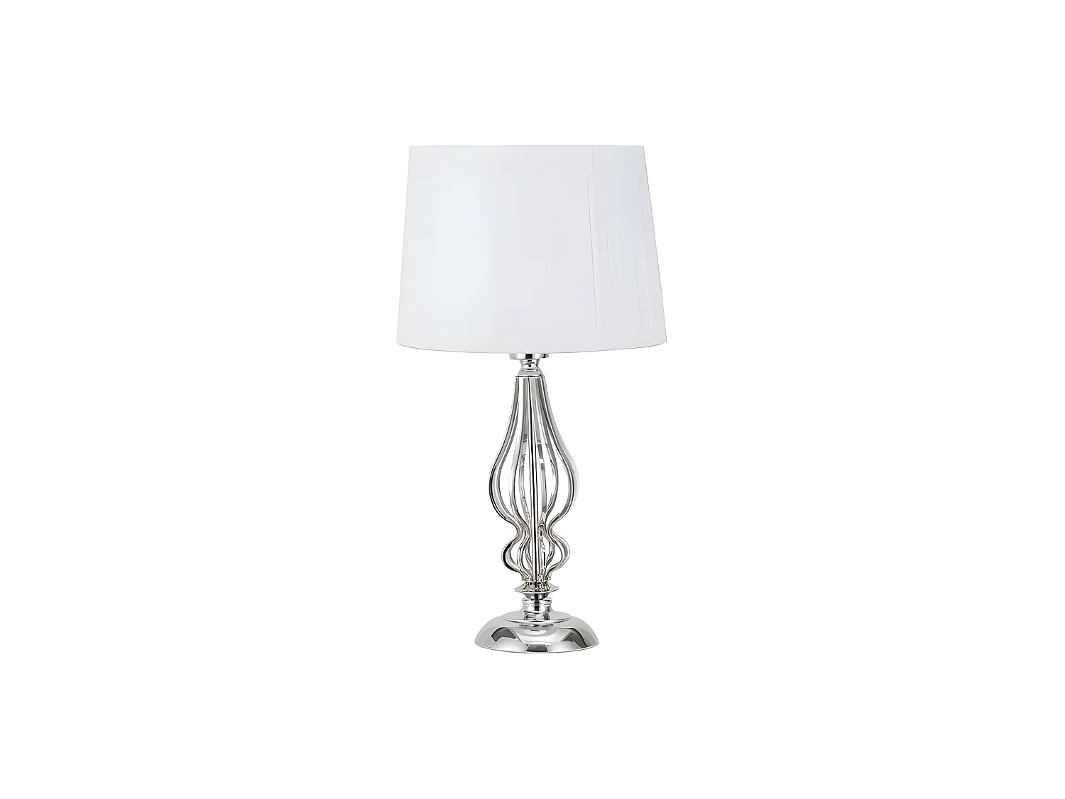 Lampada da tavolo con base in metallo modello CEBRANO cromato con schermo FABRILAMP