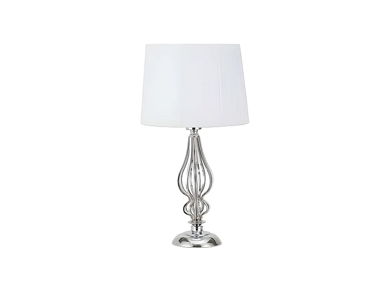 Lampada da tavolo con base in metallo modello CEBRANO cromato con schermo FABRILAMP