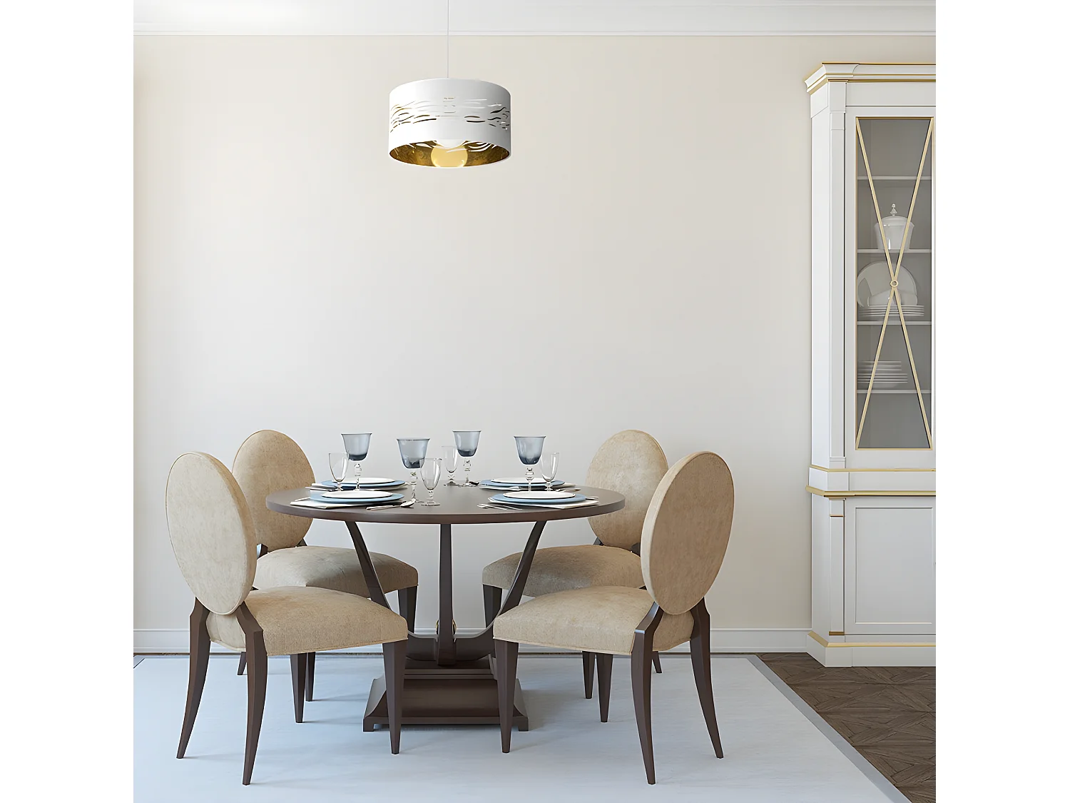 Bureau NIEBLA blanc avec FABRILAMP intérieure dorée