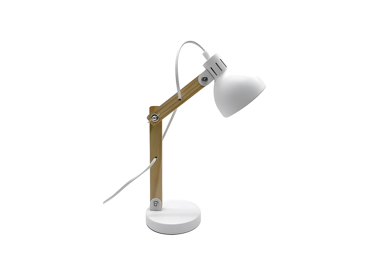 Flexo en bois et métal blanc Blai Articulable FABRILAMP