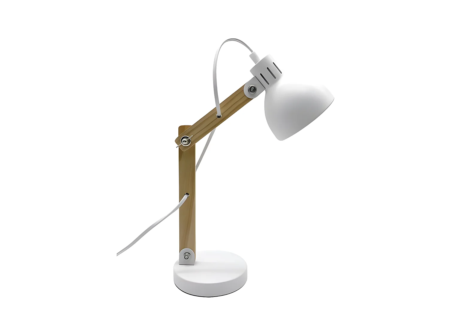 Flexo en bois et métal blanc Blai Articulable FABRILAMP