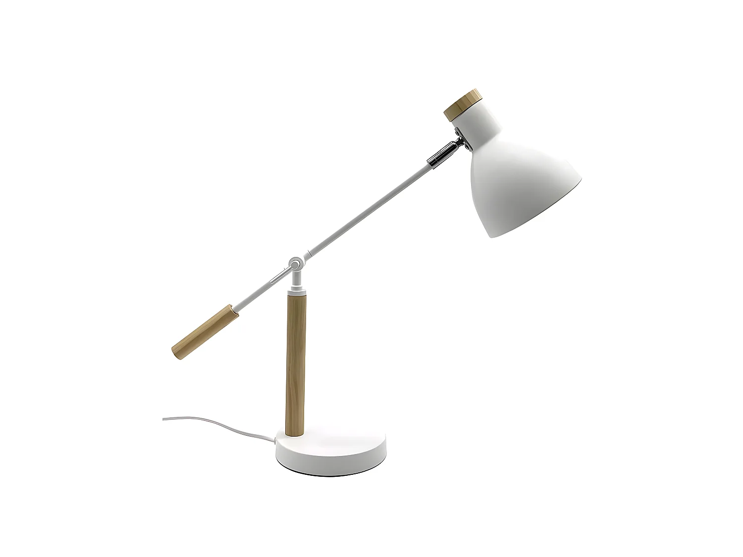 Flexo réglable 360º modèle Biel 1luz Blanc/hêtre FABRILAMP