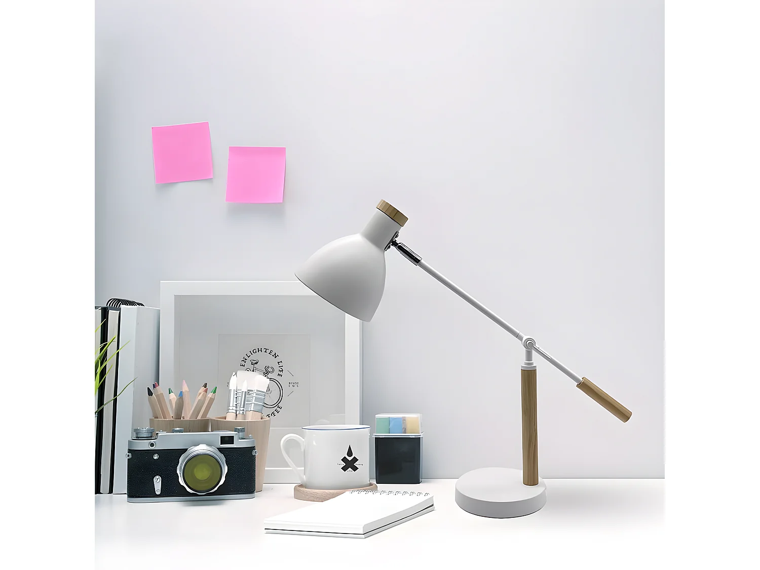 Regolabile in flessografia a 360º modello Biel 1luz Bianco/faggio FABRILAMP