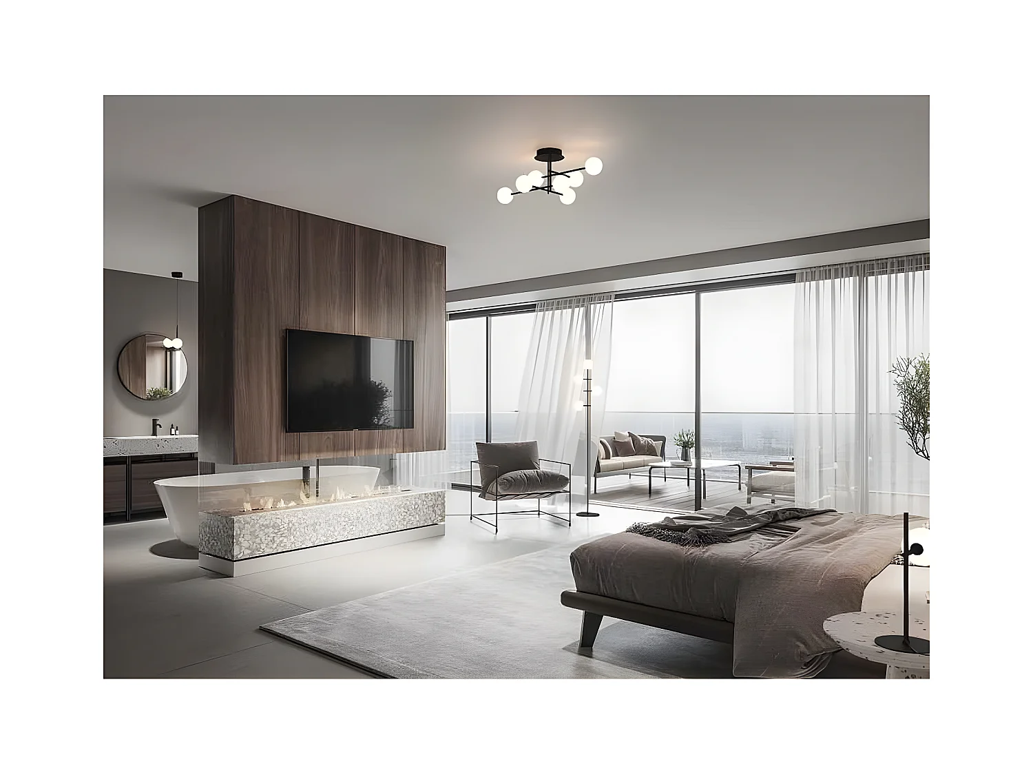 Table de deux luminaires avec tulipes en verre modèle CELLAR noir MANTRA