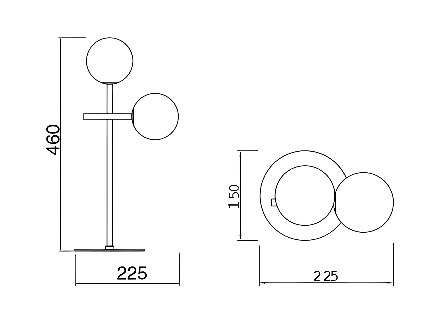 Table de deux luminaires avec tulipes en verre modèle CELLAR noir MANTRA