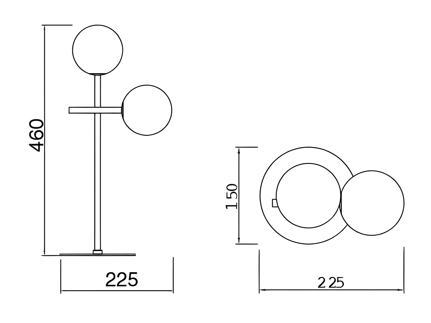 Table de deux luminaires avec tulipes en verre modèle CELLAR noir MANTRA