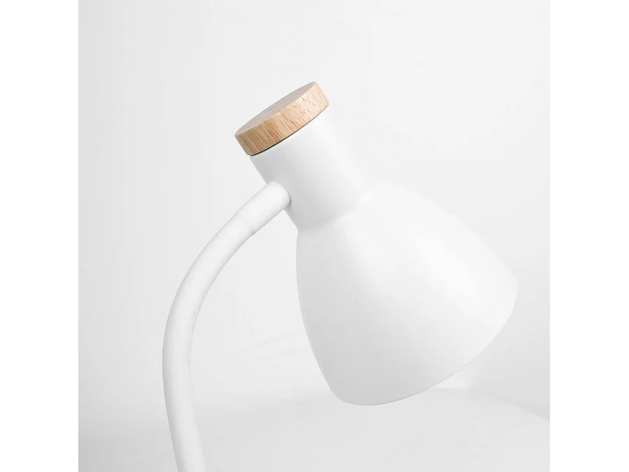 Flexo De La Serie Argos Acabado Blanco Con Detalle En Madera