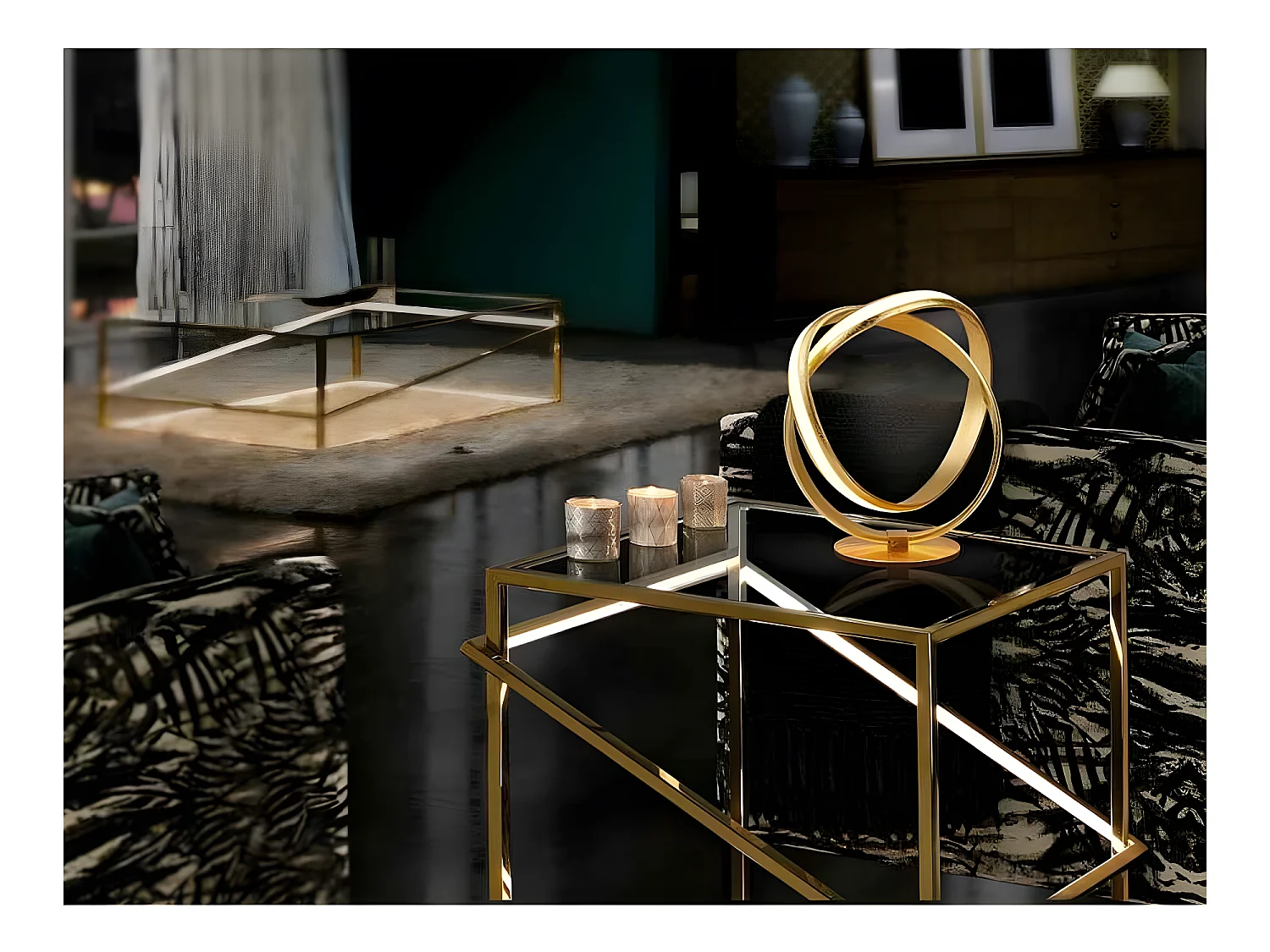 Sobremesa De Led Acabado Pan De Oro Modelo Lazas De Schuller