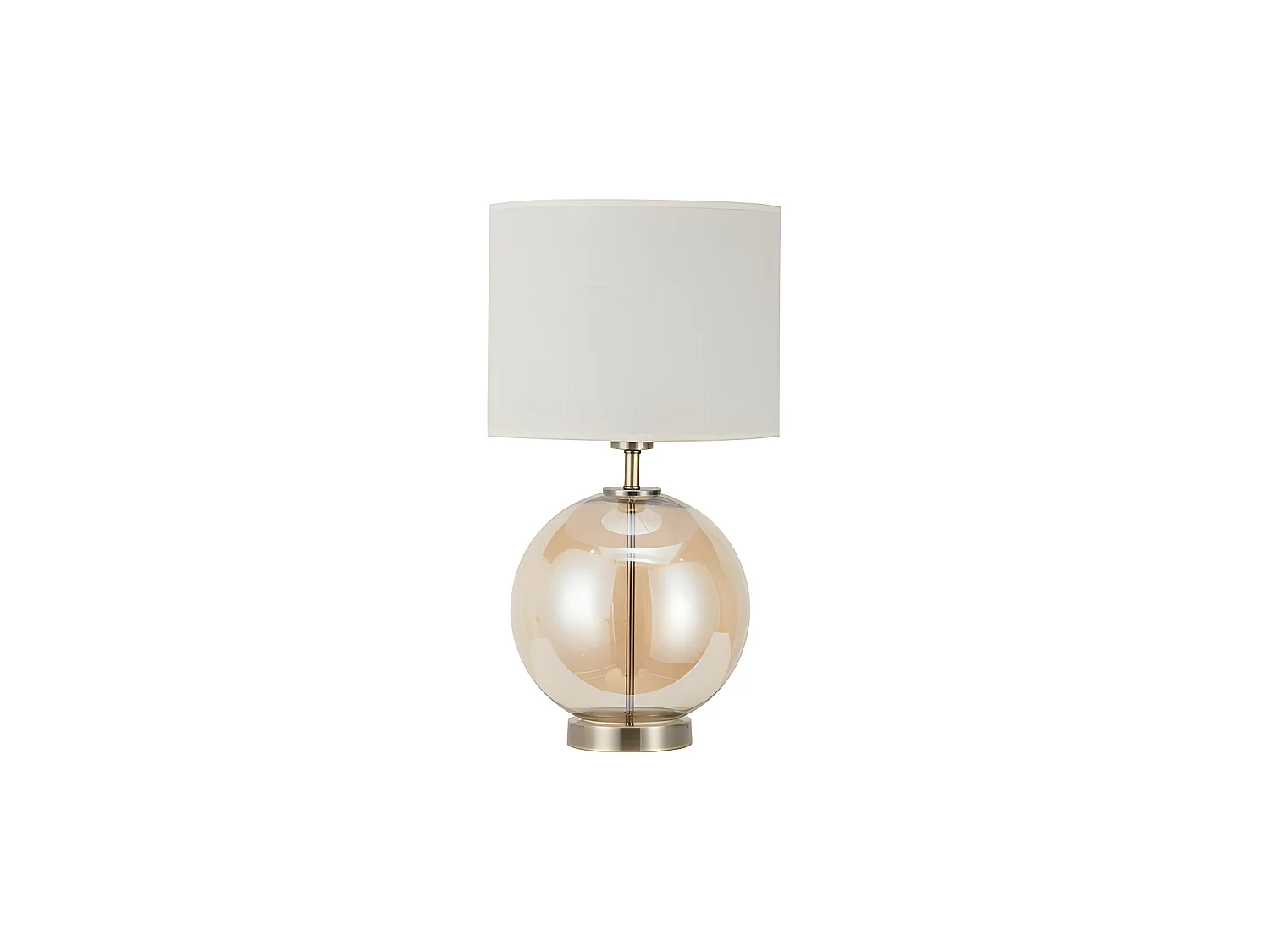 Lampe de table avec base en verre ambré IROKO avec écran FABRILAMP
