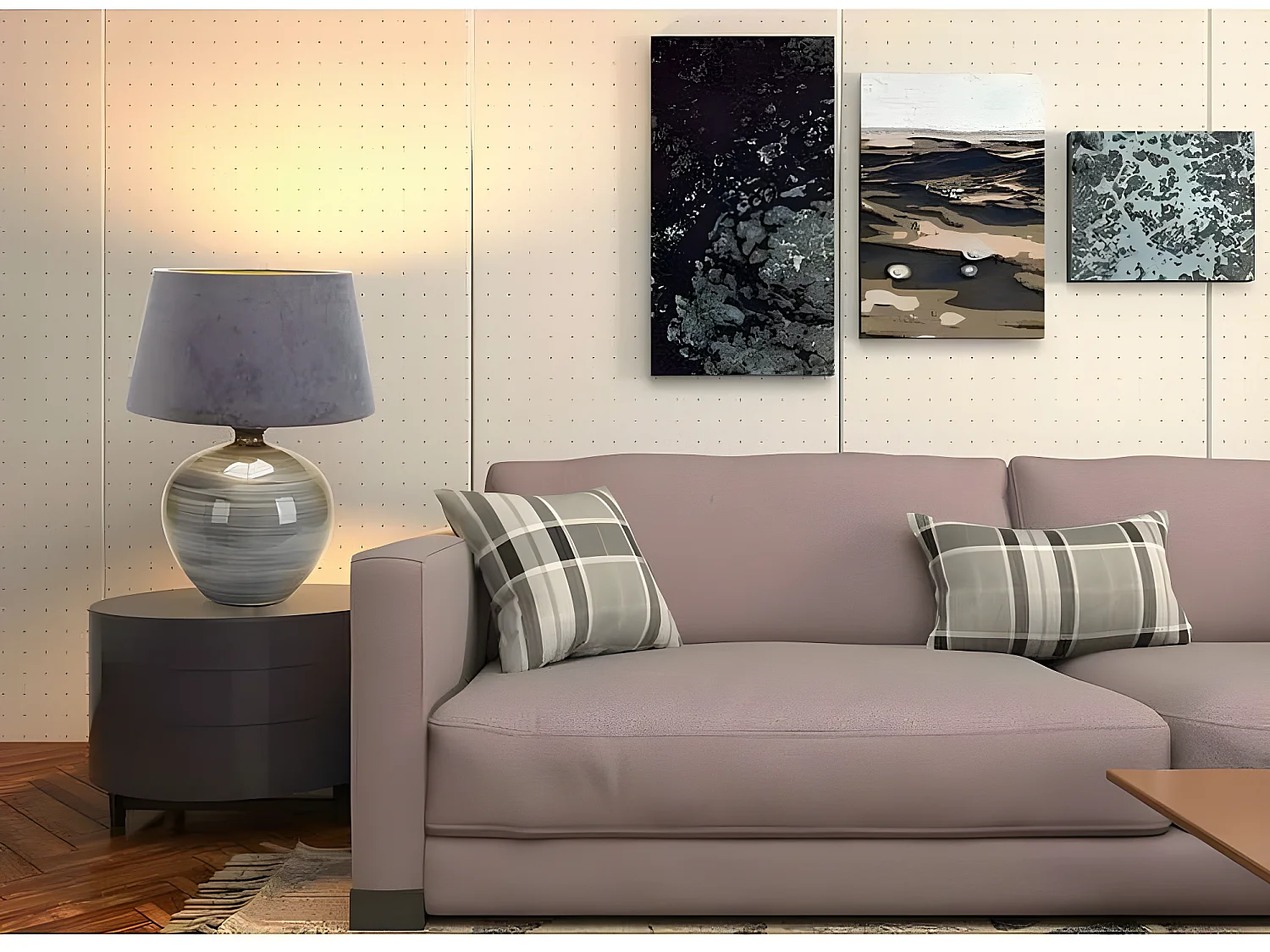 Scrivania con schermo in velluto grigio modello BETTA Grey Brightness 58 cm FABRILAMP