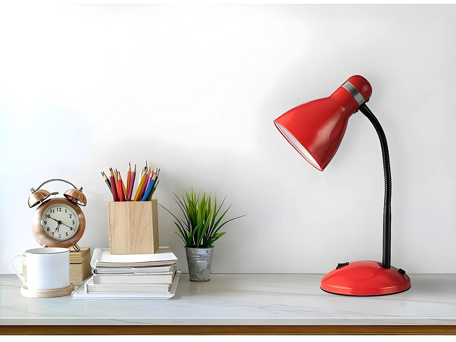 Flexo Infantil en rouge modèle LAZULITA avec tête réglable FABRILAMP